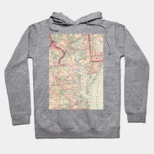 Vintage Map of The Chesapeake Bay (1875) Hoodie by Bravuramedia